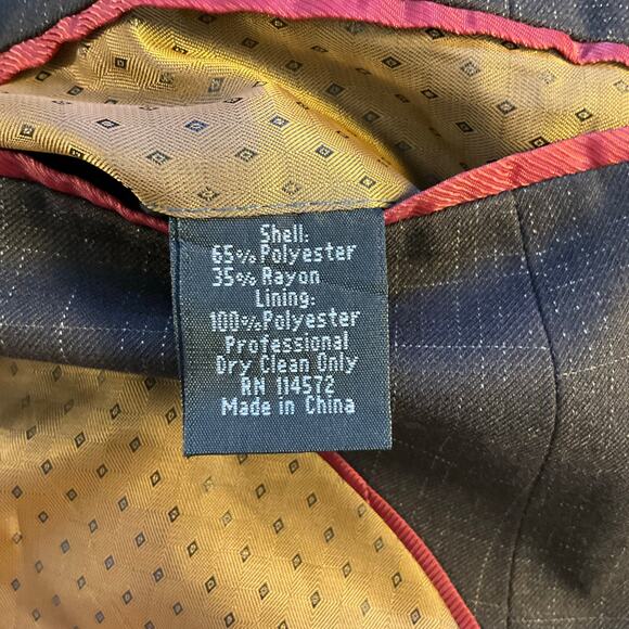 Vinci Brown Suit Jacket Blazer Checked Italian Single Breasted Neutral Size 52R - Picture 6 of 9